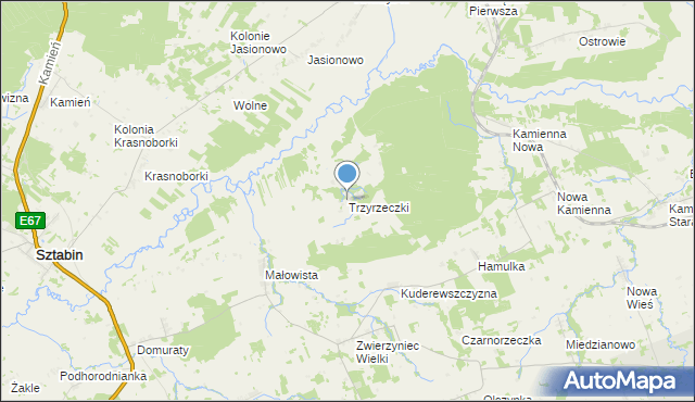 mapa Trzyrzeczki, Trzyrzeczki na mapie Targeo